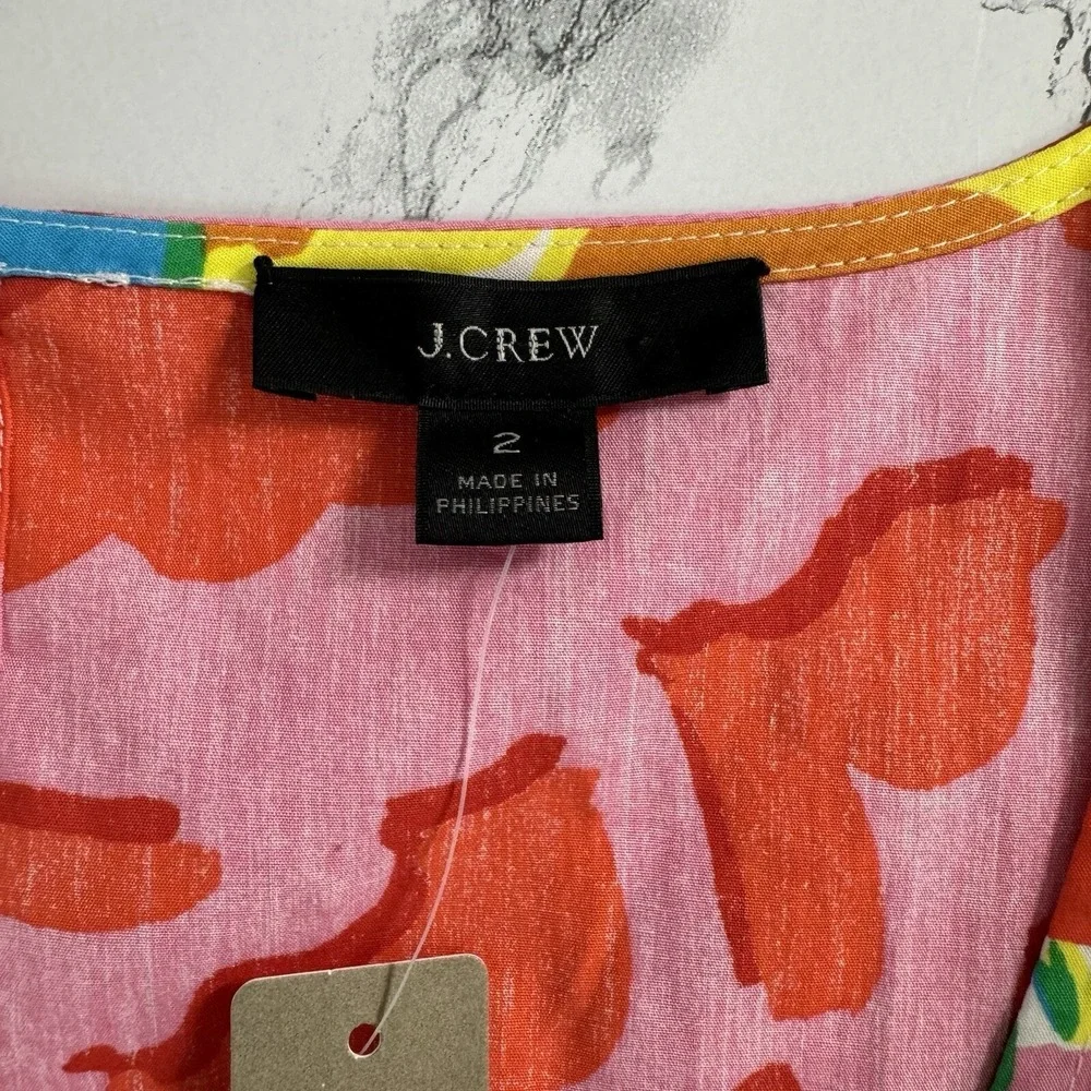 J. Crew Cotton Poplin Classic Popover Top Ratti Jardin Floral Puff Sleeve Size 2
